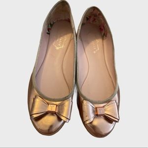 Ted Baker Rose Gold Bow Flats, US 9